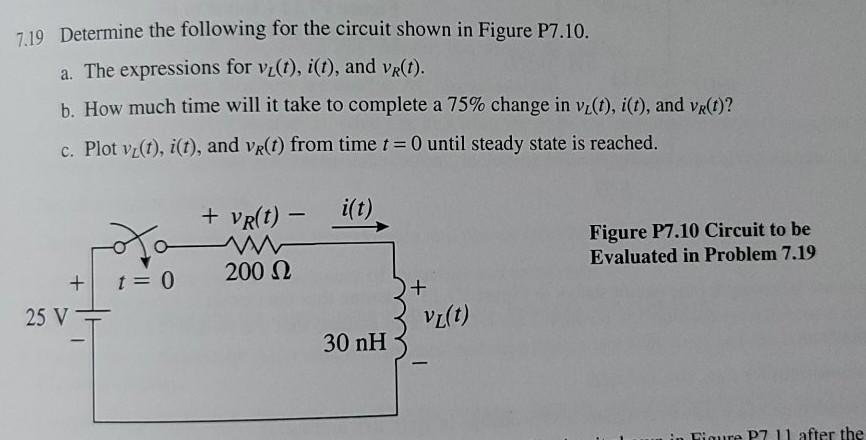 Solved 7.19 Determine the following for the circuit shown in | Chegg.com