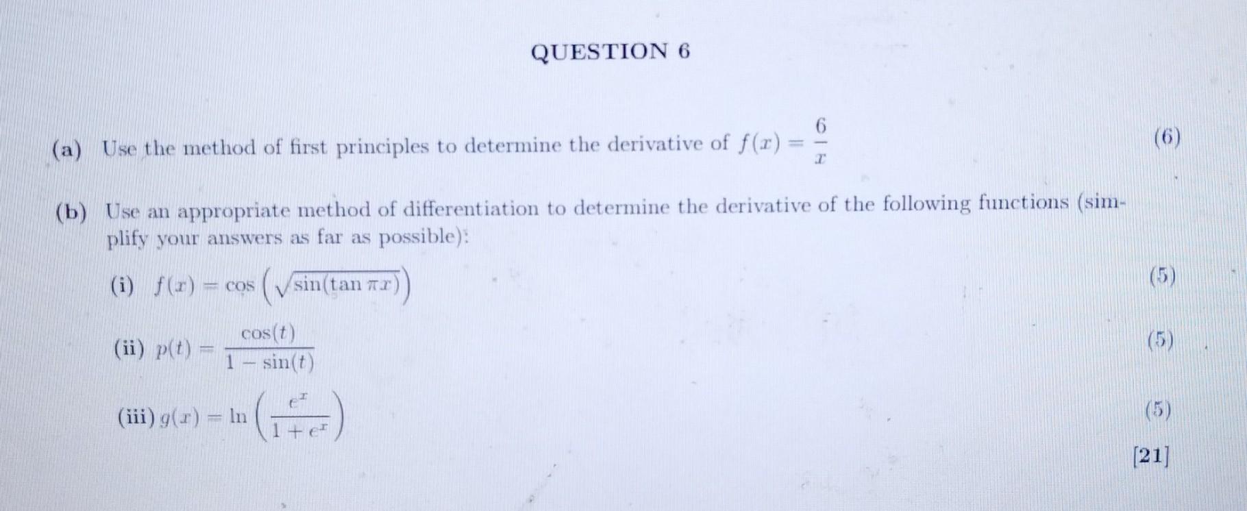 Solved (a) Use the method of first principles to determine | Chegg.com