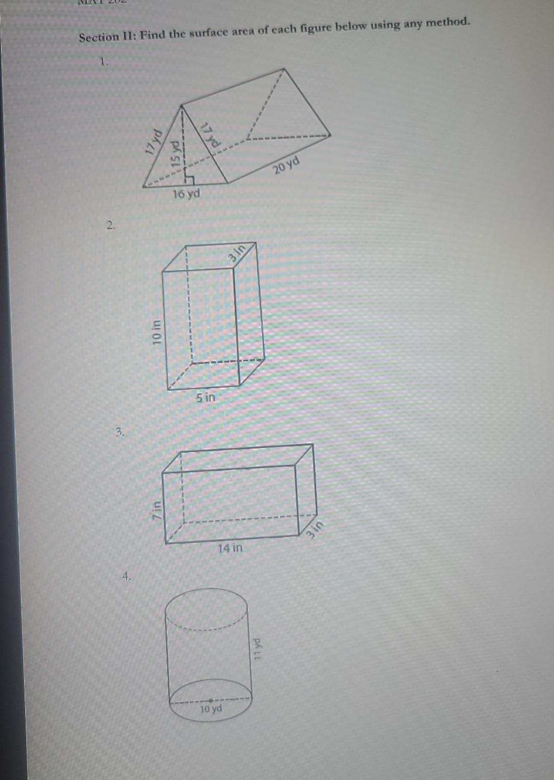 Solved Section II: Find The Surface Area Of Each Figure | Chegg.com