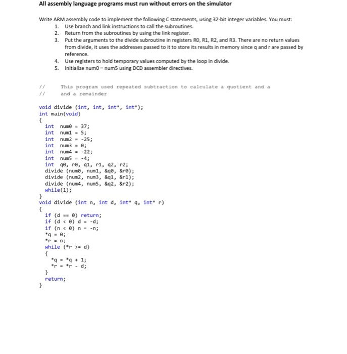 Solved All assembly language programs must run without | Chegg.com