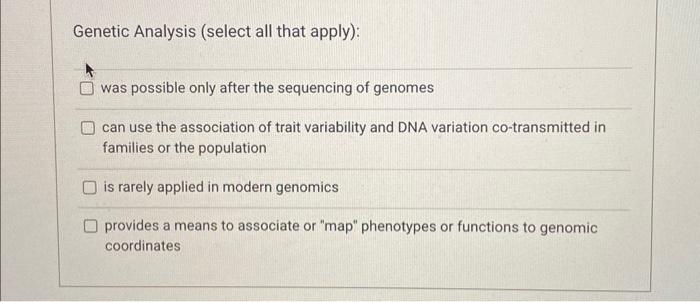 Solved Genetic Analysis (select All That Apply): Was | Chegg.com