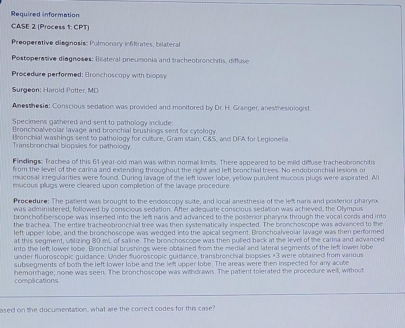 Solved CASE 2 (Process 1: CPT) Preoperative Diagnosis: | Chegg.com