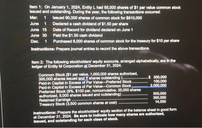 Solved Item 1 On January 1 2024 Entity L Had 65 000 Chegg Com   Image