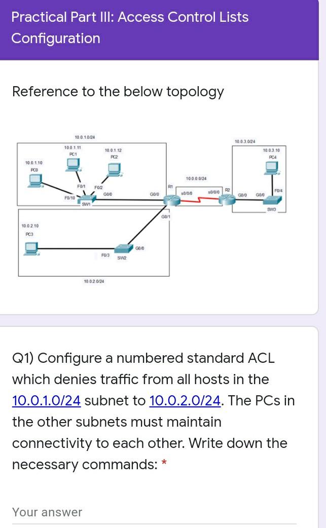 Solved Practical Part III: Access Control Lists | Chegg.com