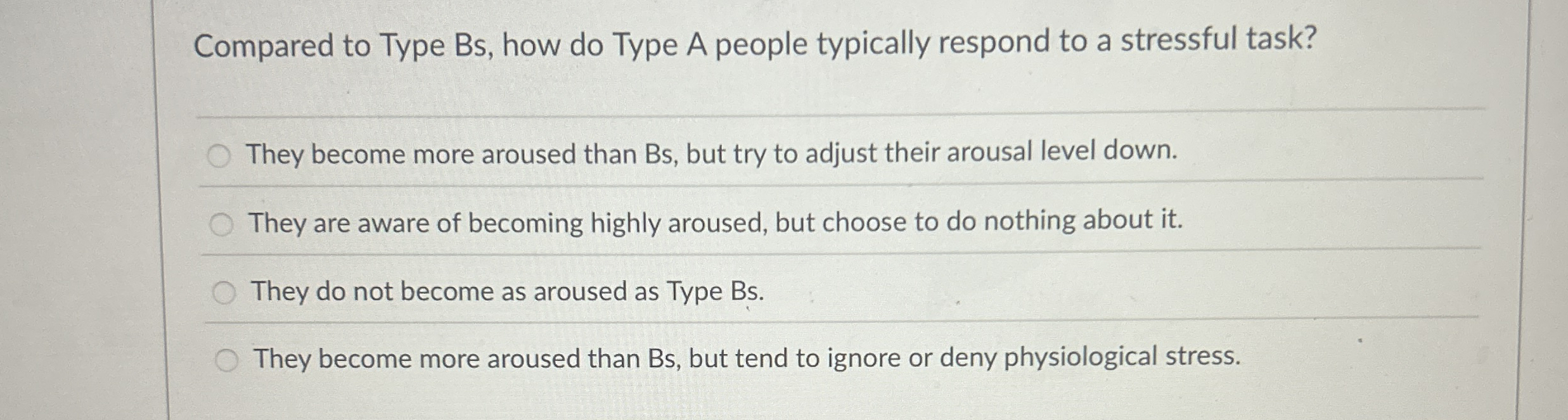 Solved Compared to Type Bs, ﻿how do Type A people typically | Chegg.com