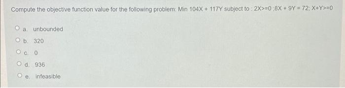 Solved Compute the objective function value for the | Chegg.com