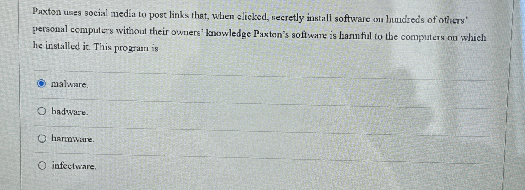 Solved Paxton uses social media to post links that, when