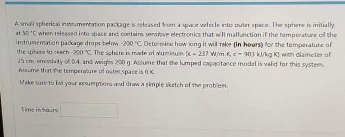 Solved A small spherical instrumentation package is released | Chegg.com