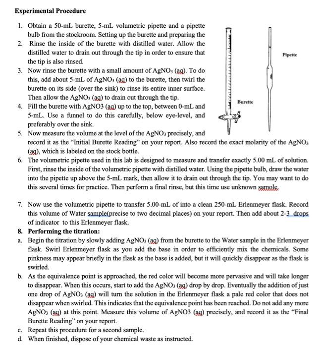 Solved Experiment 8 Determination of chloride ion in water