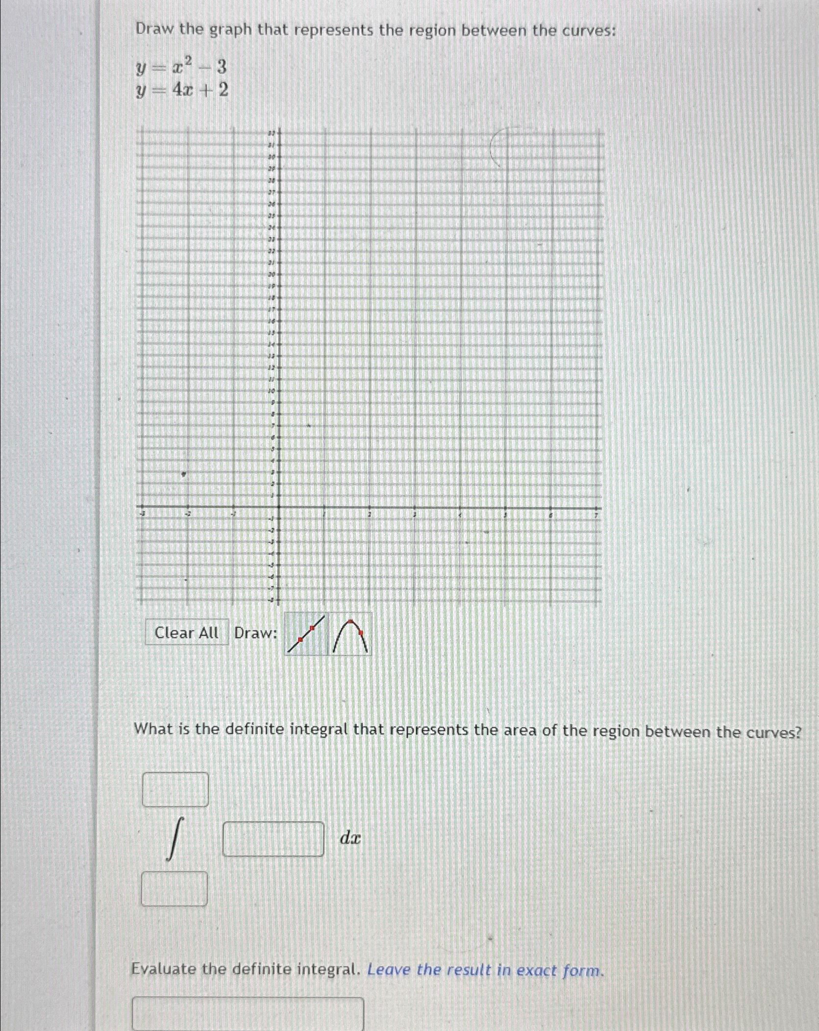 Solved Draw the graph that represents the region between the | Chegg.com