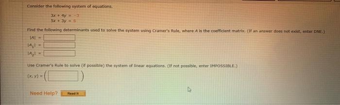 Solved Consider the following system of equations 3x + 4y = | Chegg.com