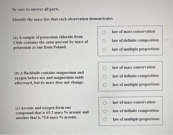 which test tube setup best demonstrates the law of conservation of mass