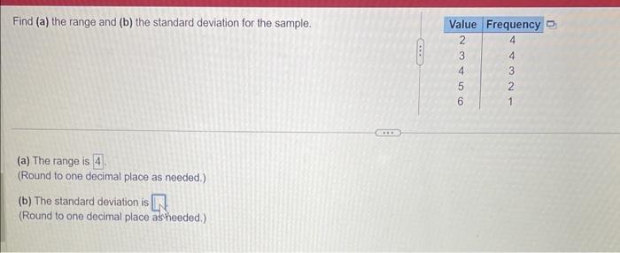 Solved Find (a) the range and (b) the standard deviation for | Chegg.com