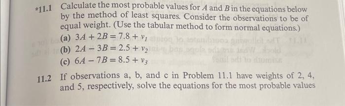 Solved *11.1 Calculate the most probable values for A and B | Chegg.com