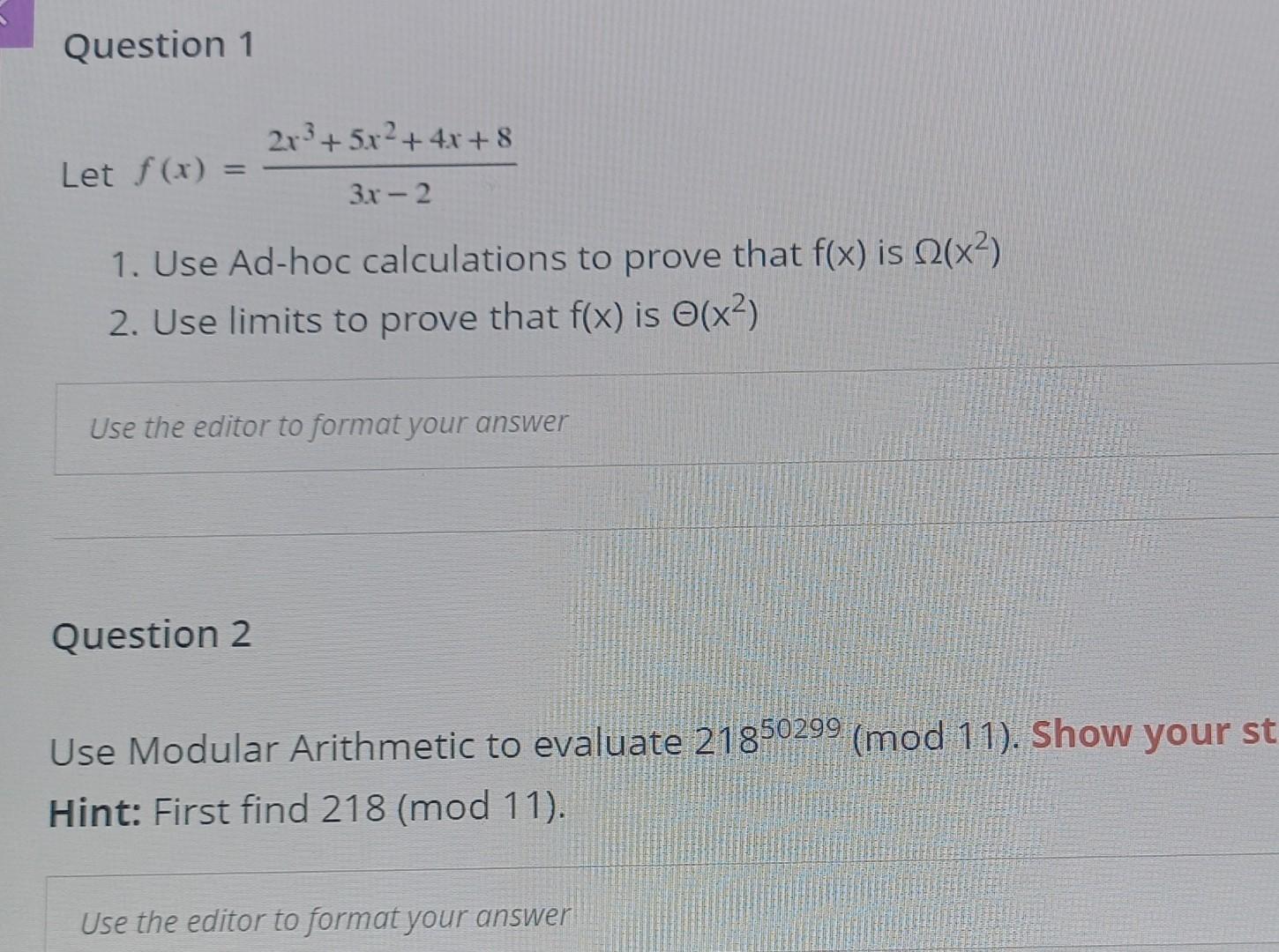 Solved Question 1 213 5x² 4x 8 Let F X 3x 2 1 Use