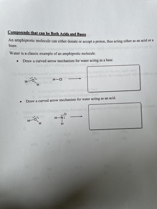 Solved Compounds that can be Both Acids and Bases An | Chegg.com