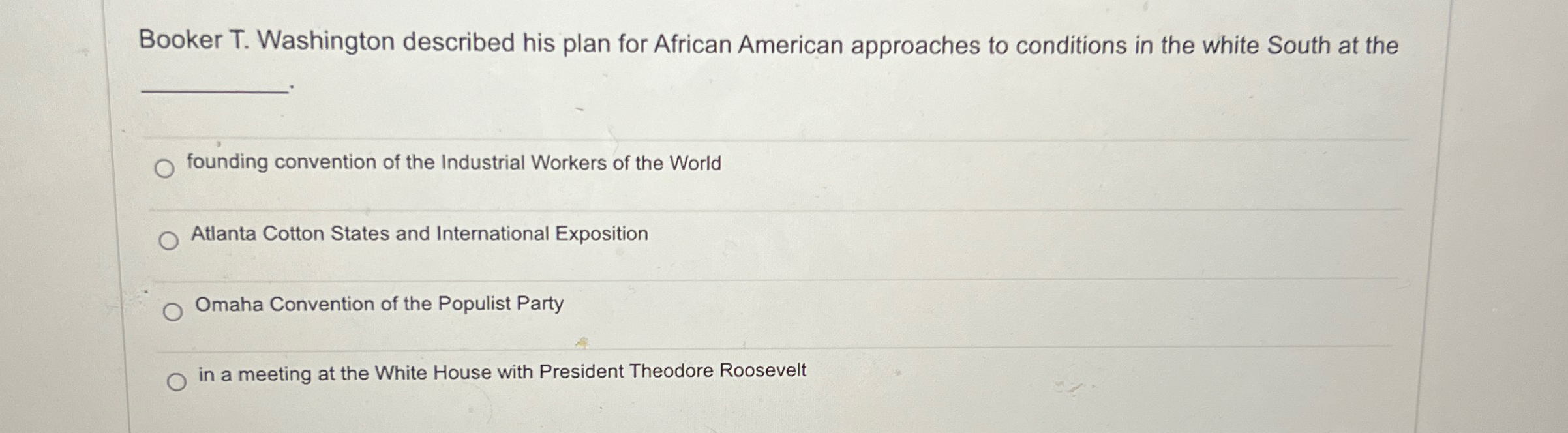 Solved Booker T. ﻿Washington described his plan for African | Chegg.com