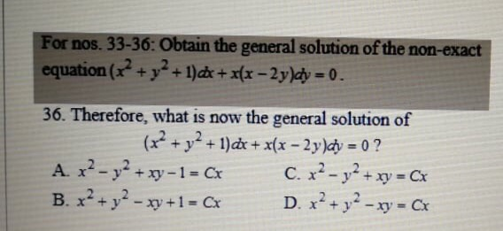 Solved For Nos 33 36 Obtain The General Solution Of The Chegg Com