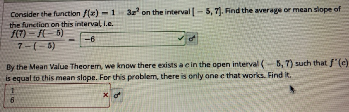 Solved Consider the function f(t) = 1 - 3x² on the interval | Chegg.com