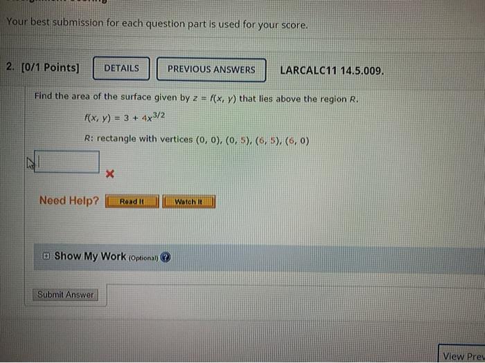 Solved Your best submission for each question part is used | Chegg.com