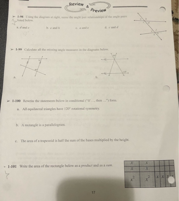 Solved Review & Preview 1-98 Using the diagram at right, | Chegg.com