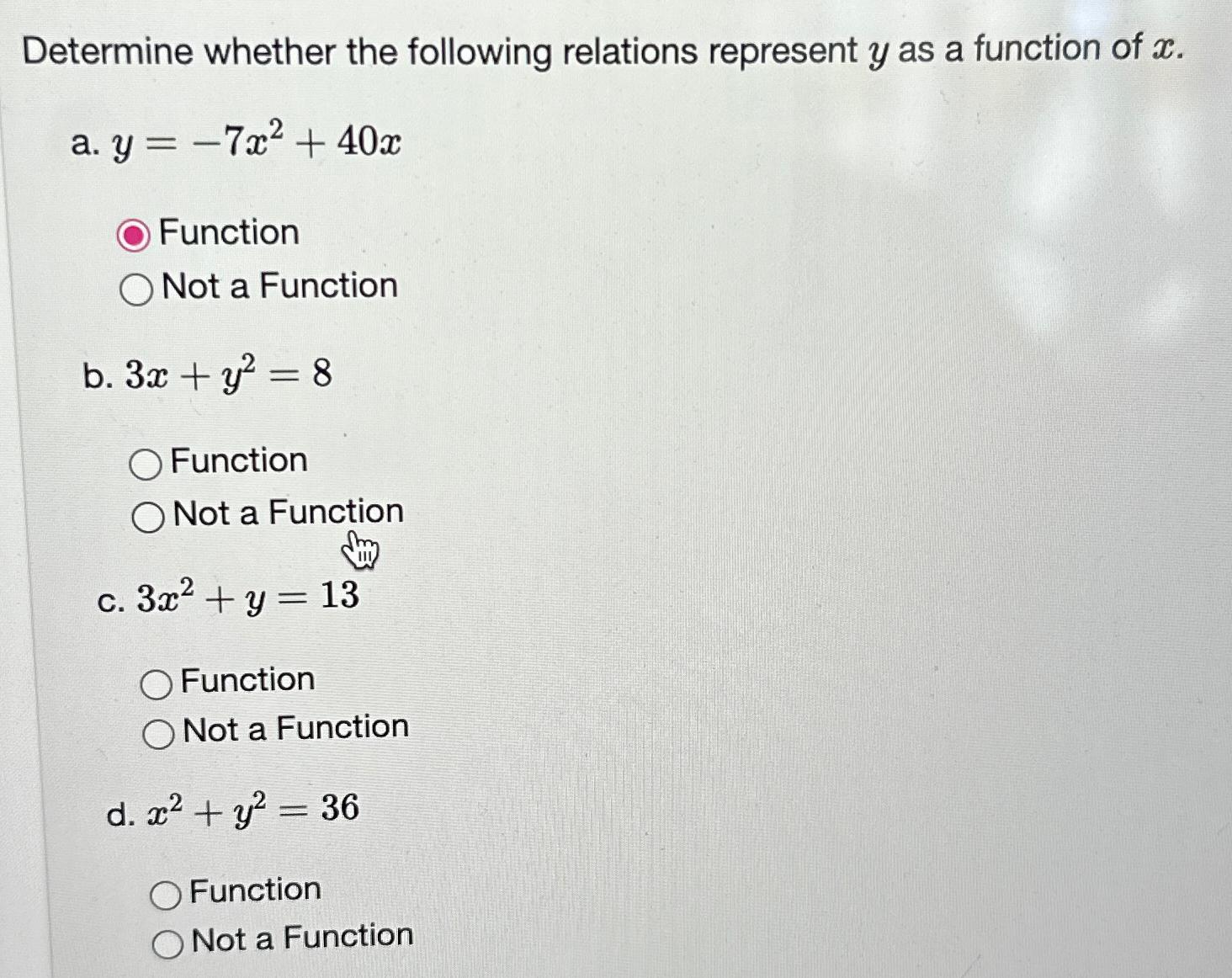 Solved Determine Whether The Following Relations Represent Y 3656