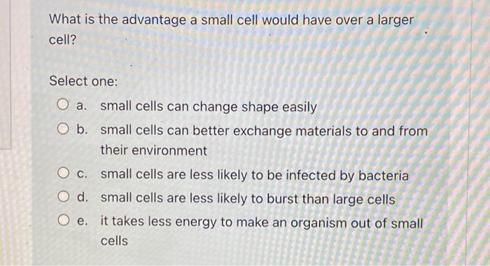 Solved What is the advantage a small cell would have over a 