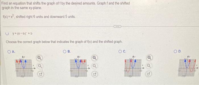 Solved Find an equation that shifts the graph of f by the | Chegg.com