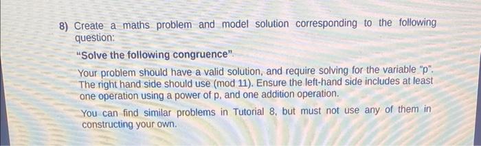 Solved 8) Create a maths problem and model solution | Chegg.com