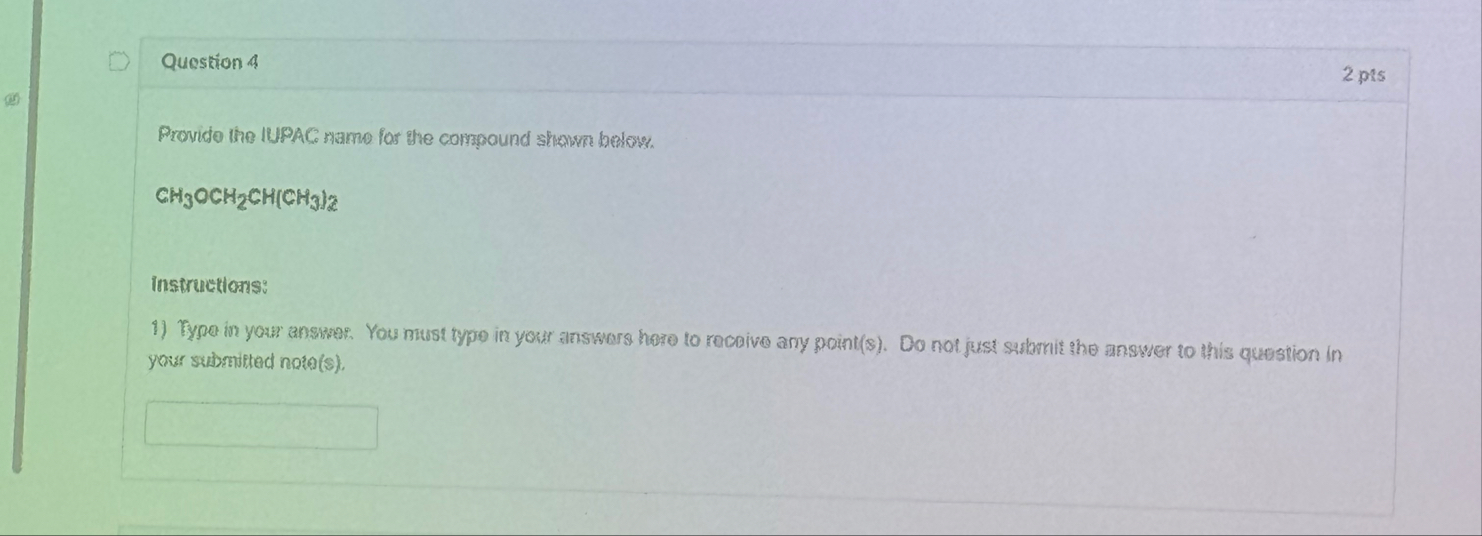 Solved Question 42 ﻿ptsProvide the IUPAC mame for the | Chegg.com