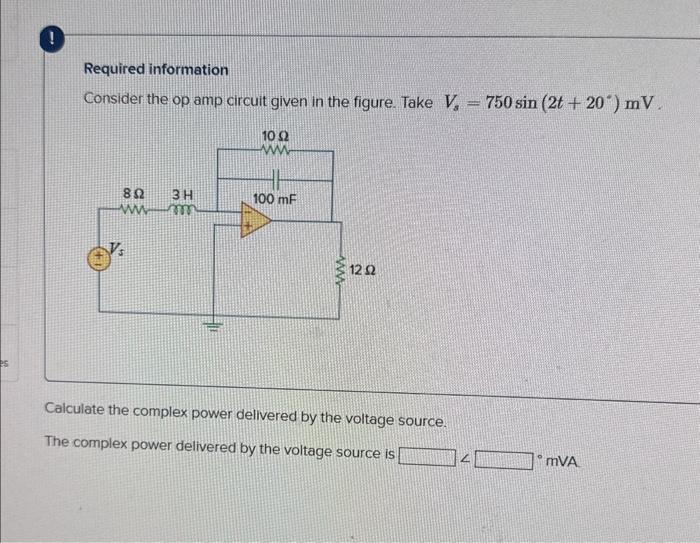 Solved Consider the circuit given in the figure. Take Vs =