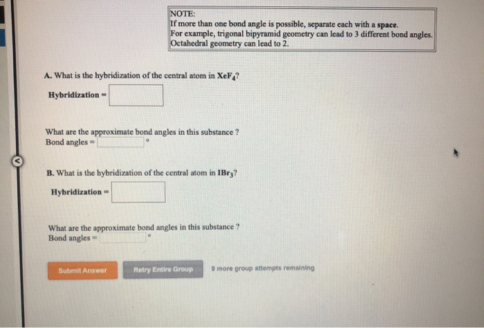 Solved A. What is the hybridization of the central atom in | Chegg.com