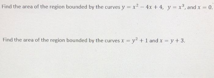 Solved Find the area of the region bounded by the curves y = | Chegg.com