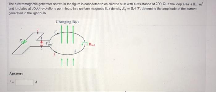 Solved The electromagnetic generator shown in the figure is | Chegg.com