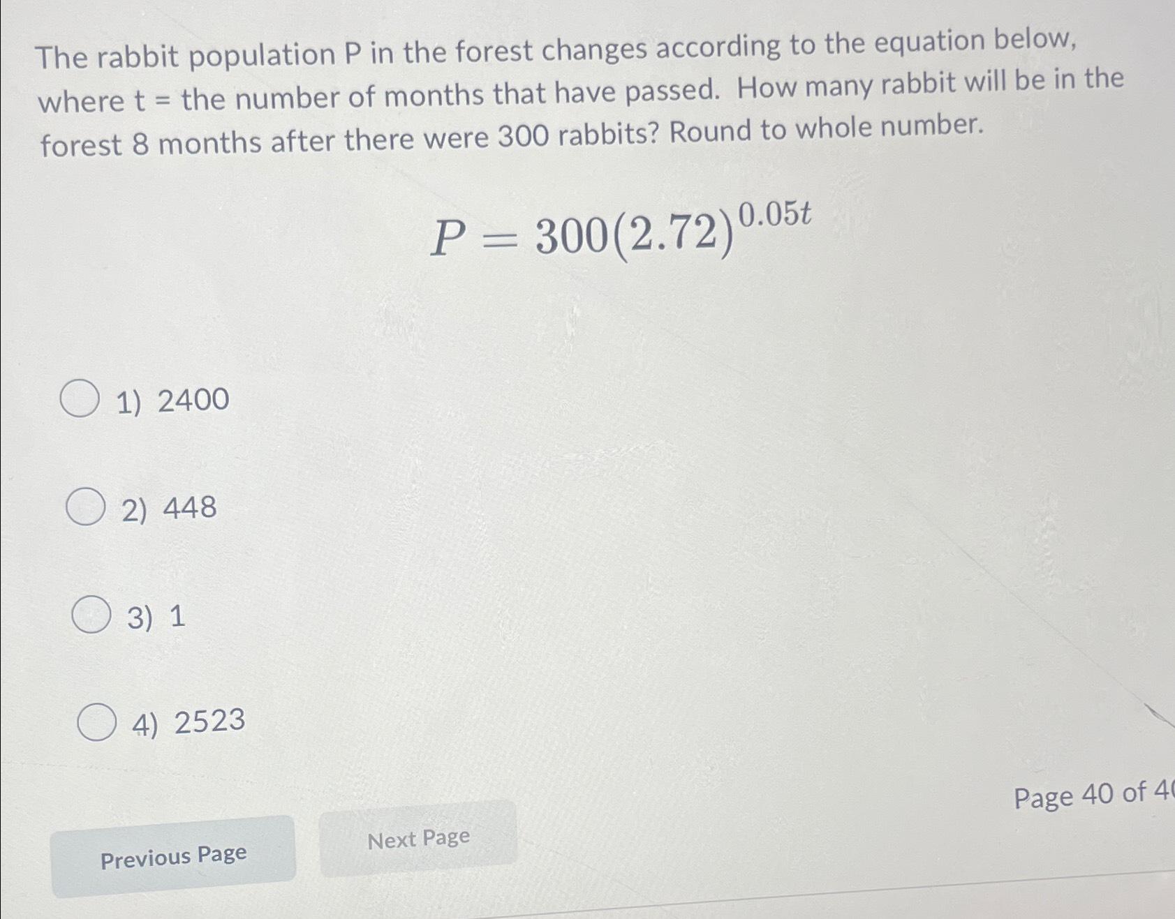 Solved The rabbit population P ﻿in the forest changes | Chegg.com