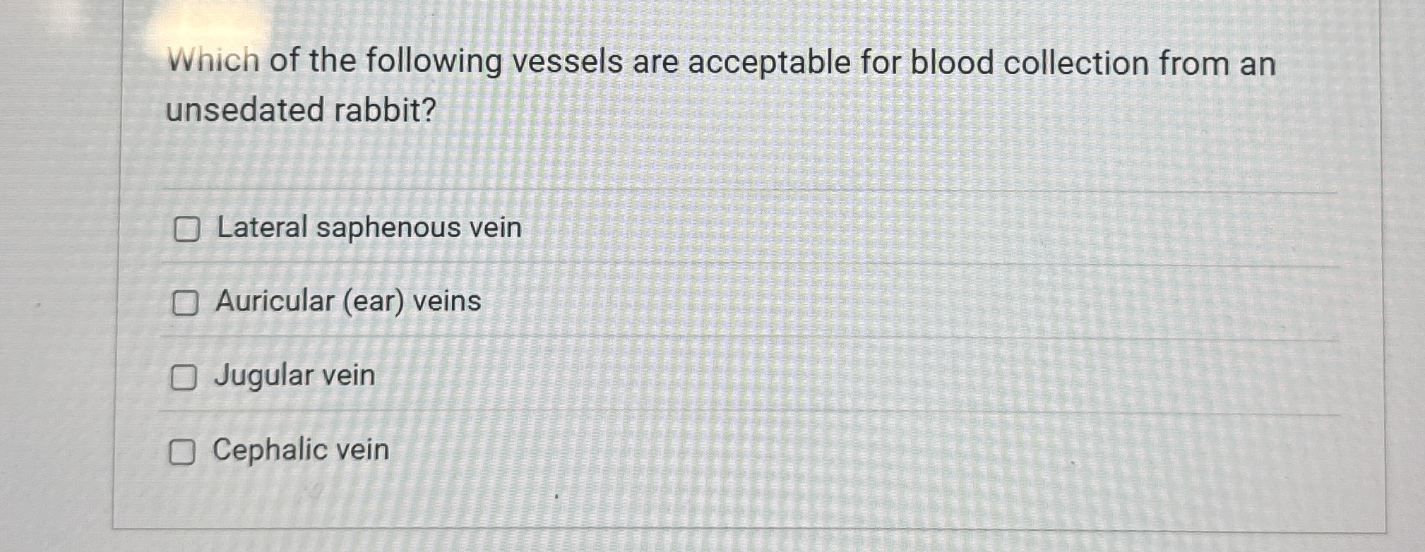 Solved Which of the following vessels are acceptable for | Chegg.com