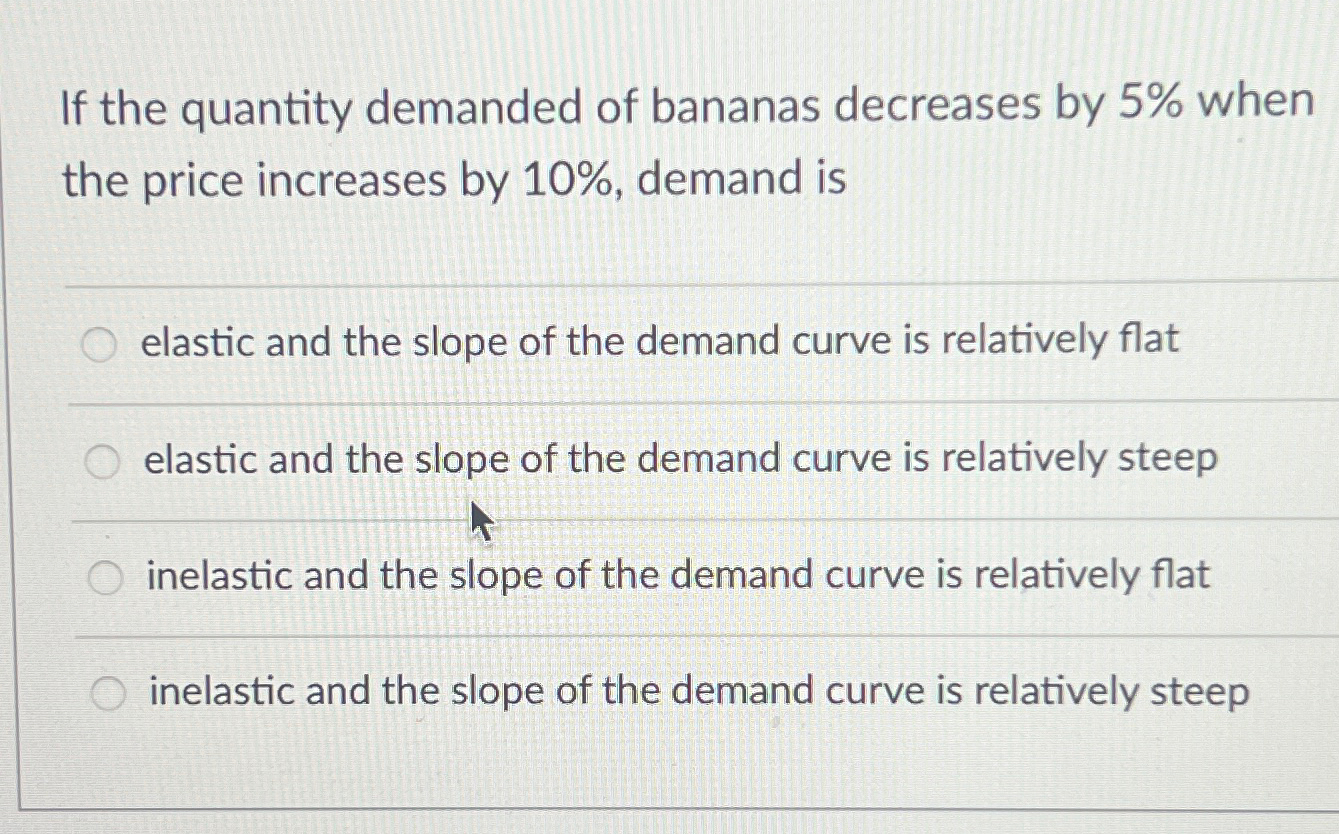 Solved If the quantity demanded of bananas decreases by 5