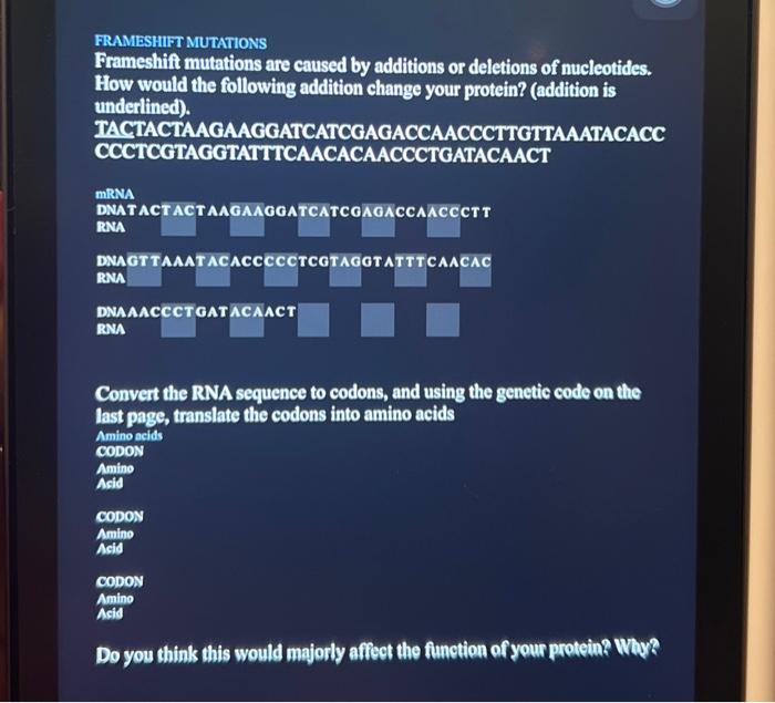 Solved FRAMESHIFT MUTATIONS Frameshif mutations are caused