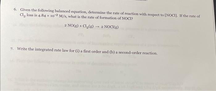 Solved 6. Given the following balanced equation, determine | Chegg.com