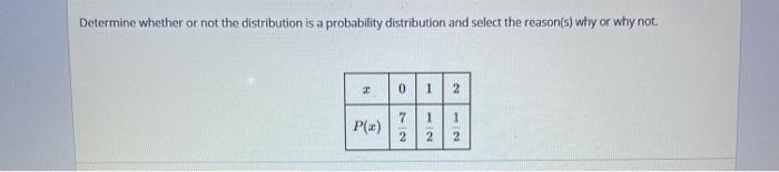 Solved Determine whether or not the distribution is a | Chegg.com