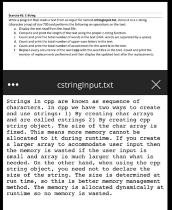 Solved Exercise 1: String Write a program that reads a text | Chegg.com