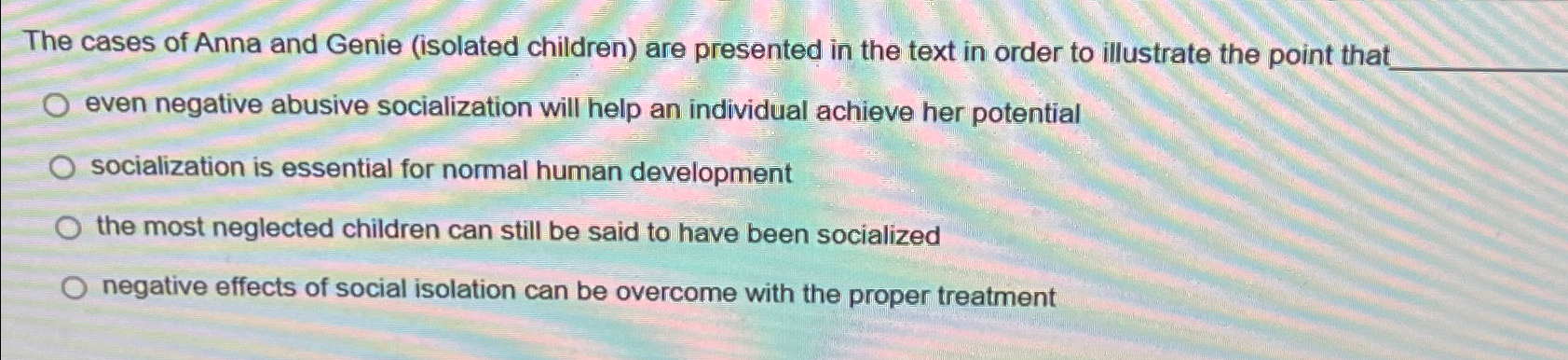 Solved The cases of Anna and Genie (isolated children) ﻿are | Chegg.com
