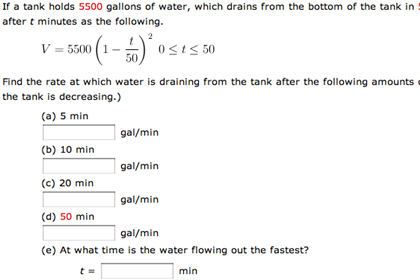 Solved If a tank holds 5500 gallons of water, which drains | Chegg.com