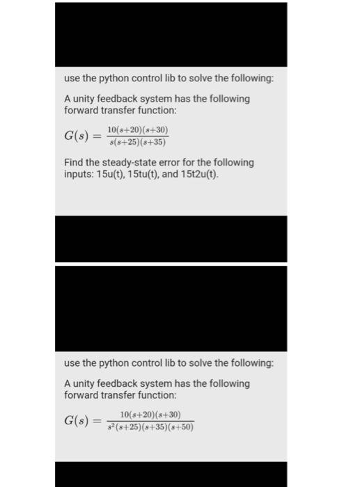 Solved use the python control lib to solve the following: A | Chegg.com