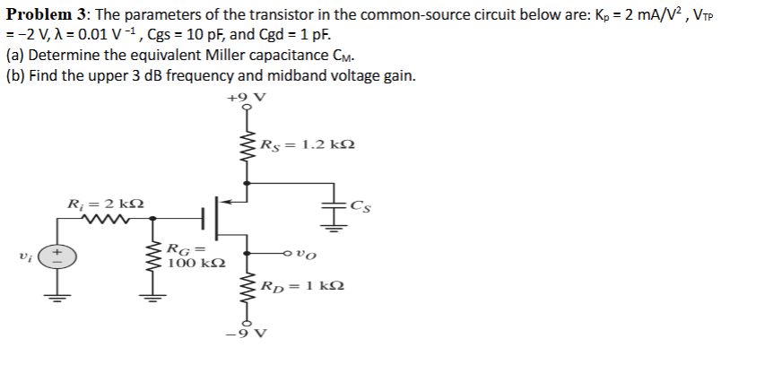 Solved Problem 3: The parameters of ﻿the transistor in ﻿the | Chegg.com