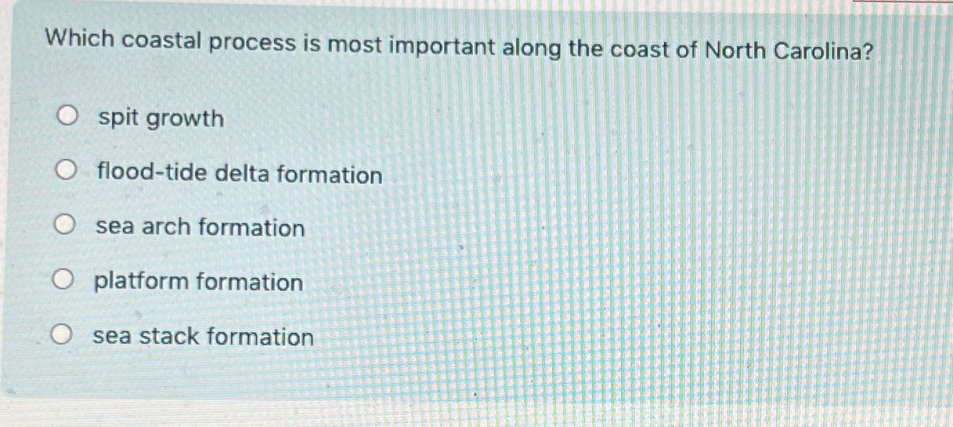 Solved Which Coastal Process Is Most Important Along The | Chegg.com