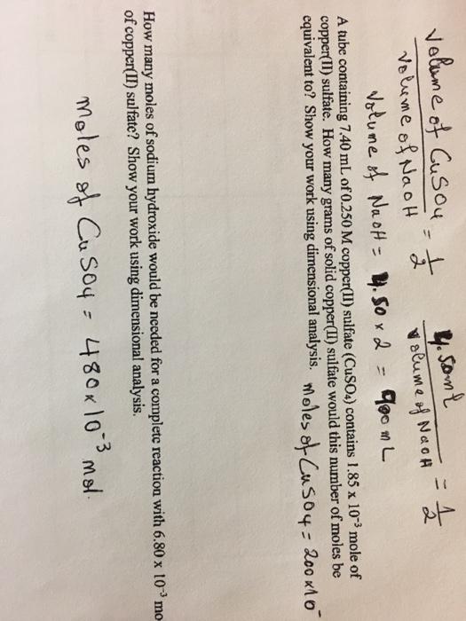 Solved How do the coefficients for the copper(II) sulfate