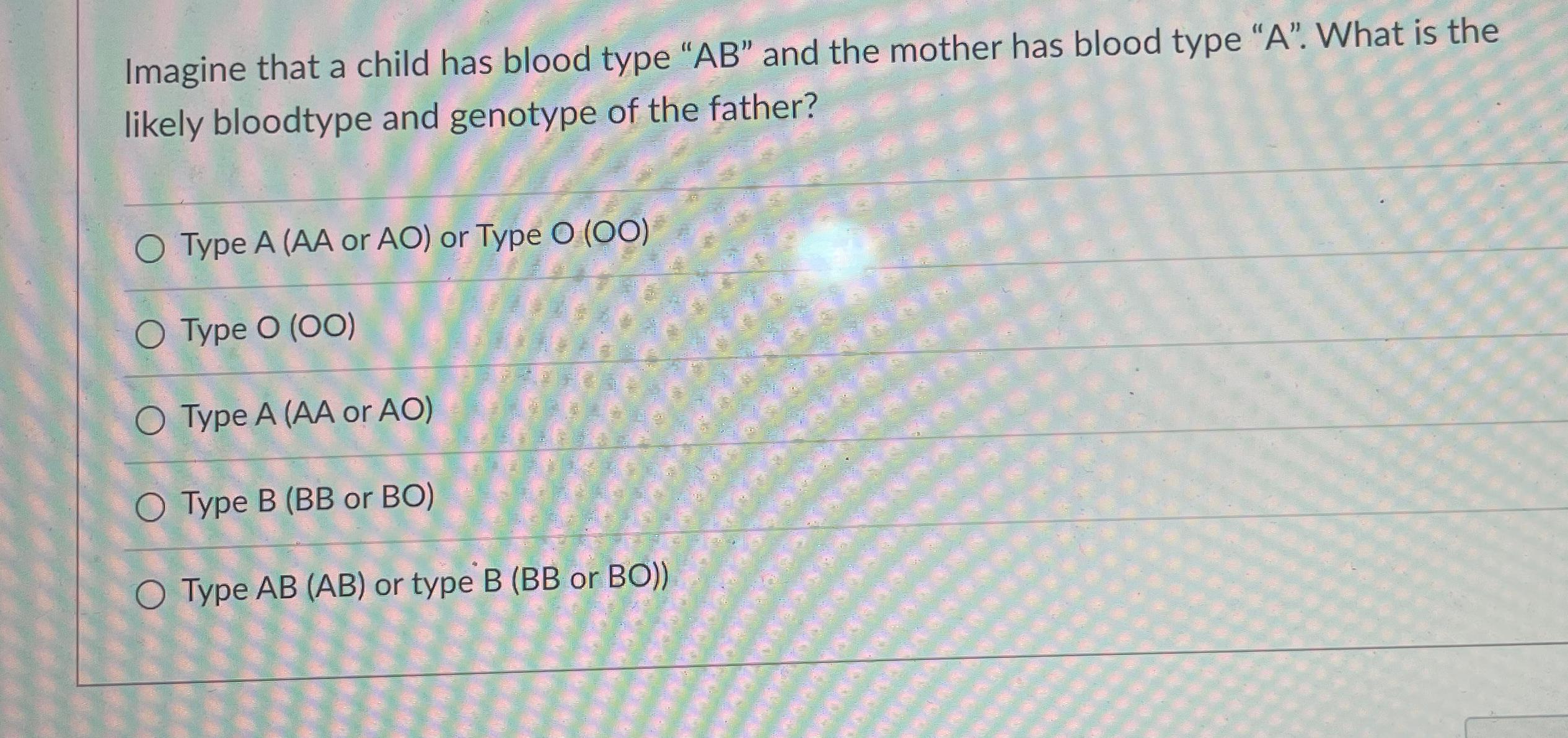 Solved Imagine That A Child Has Blood Type "AB" ﻿and The | Chegg.com