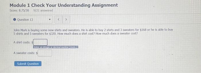 Solved Module 1 Check Your Understanding Assignment Score: | Chegg.com