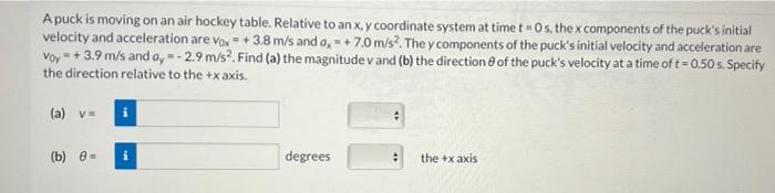 Solved A puck is moving on an air hockey table. Relative to | Chegg.com